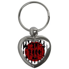 Red, black and white decorative abstraction Key Chains (Heart) 