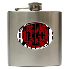 Red, Black And White Decorative Abstraction Hip Flask (6 Oz)