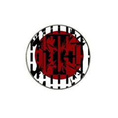 Red, black and white decorative abstraction Hat Clip Ball Marker