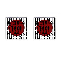 Red, black and white decorative abstraction Cufflinks (Square)