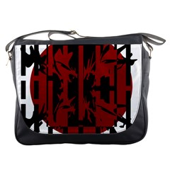 Red, Black And White Decorative Abstraction Messenger Bags by Valentinaart