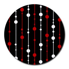 Red Black And White Pattern Round Mousepads by Valentinaart