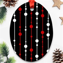 Red Black And White Pattern Ornament (oval) 