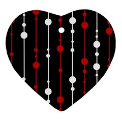 Red Black And White Pattern Ornament (heart) 