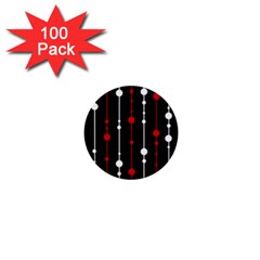 Red Black And White Pattern 1  Mini Buttons (100 Pack) 