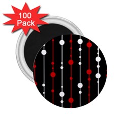 Red Black And White Pattern 2 25  Magnets (100 Pack) 