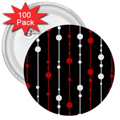 Red Black And White Pattern 3  Buttons (100 Pack) 