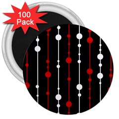 Red Black And White Pattern 3  Magnets (100 Pack)