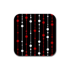 Red Black And White Pattern Rubber Coaster (square)  by Valentinaart