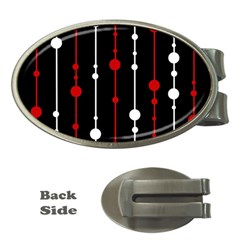 Red Black And White Pattern Money Clips (oval) 