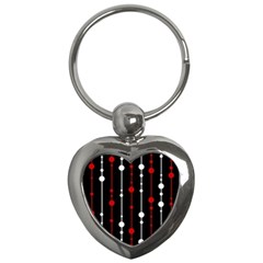 Red Black And White Pattern Key Chains (heart) 