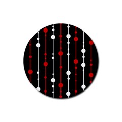 Red Black And White Pattern Rubber Round Coaster (4 Pack)  by Valentinaart