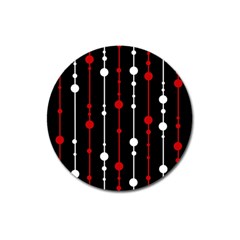 Red Black And White Pattern Magnet 3  (round)