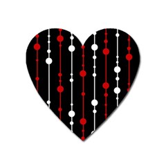 Red Black And White Pattern Heart Magnet