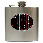 Red black and white pattern Hip Flask (6 oz) Front