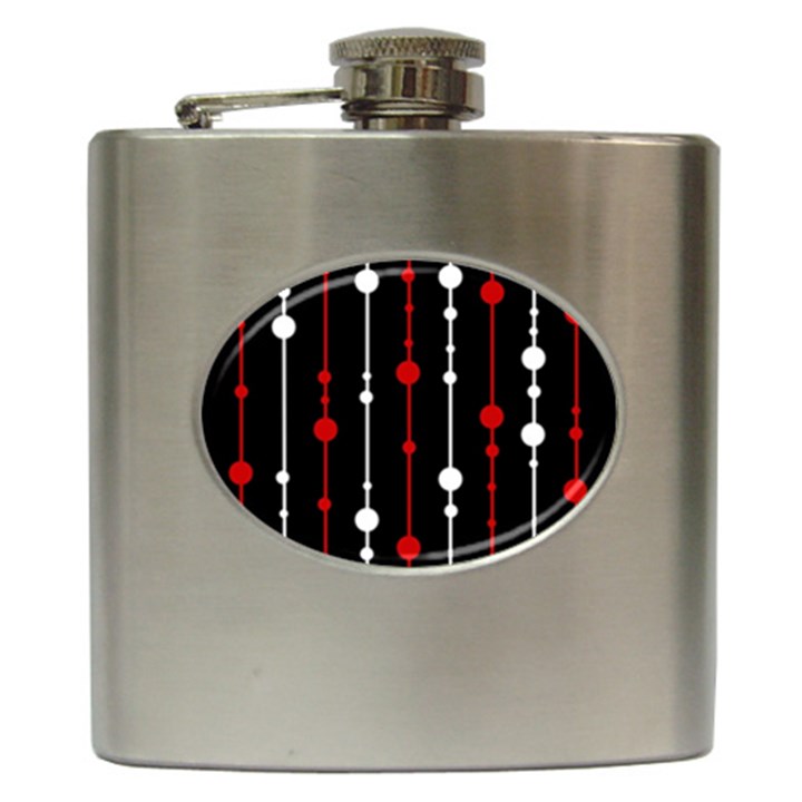 Red black and white pattern Hip Flask (6 oz)