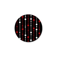 Red Black And White Pattern Golf Ball Marker by Valentinaart