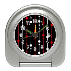 Red Black And White Pattern Travel Alarm Clocks