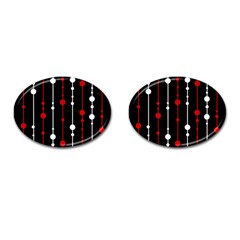 Red Black And White Pattern Cufflinks (oval)