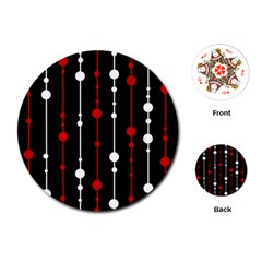 Red Black And White Pattern Playing Cards (round) 