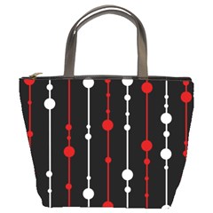 Red Black And White Pattern Bucket Bags by Valentinaart