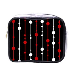 Red Black And White Pattern Mini Toiletries Bags by Valentinaart