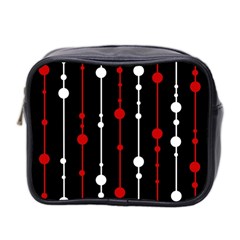 Red Black And White Pattern Mini Toiletries Bag 2-side