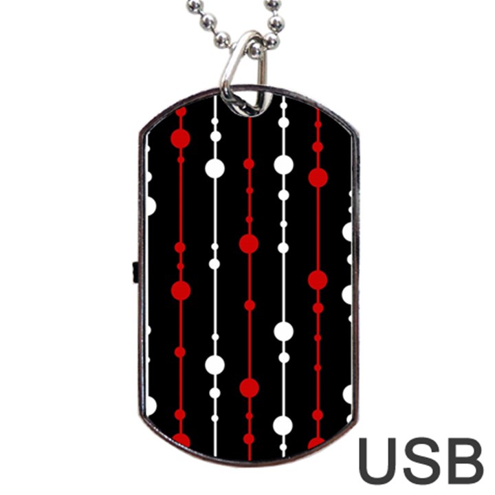 Red black and white pattern Dog Tag USB Flash (One Side)