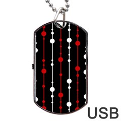 Red Black And White Pattern Dog Tag Usb Flash (two Sides) 