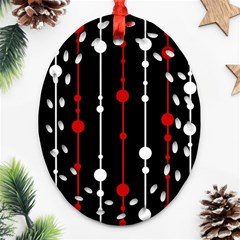 Red Black And White Pattern Ornament (oval Filigree) 