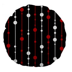 Red Black And White Pattern Large 18  Premium Round Cushions