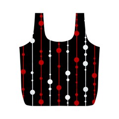 Red Black And White Pattern Full Print Recycle Bags (m) 