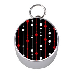 Red Black And White Pattern Mini Silver Compasses