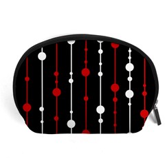 Red Black And White Pattern Accessory Pouches (large) 