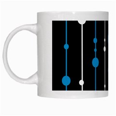 Blue, White And Black Pattern White Mugs