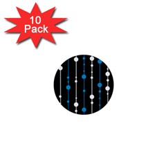 Blue, White And Black Pattern 1  Mini Buttons (10 Pack) 