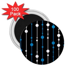 Blue, White And Black Pattern 2 25  Magnets (100 Pack) 