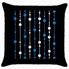 Blue, White And Black Pattern Throw Pillow Case (black) by Valentinaart