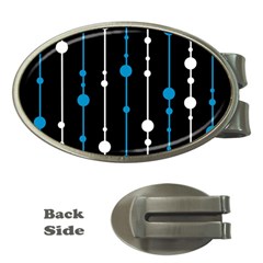 Blue, White And Black Pattern Money Clips (oval) 