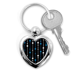 Blue, White And Black Pattern Key Chains (heart) 