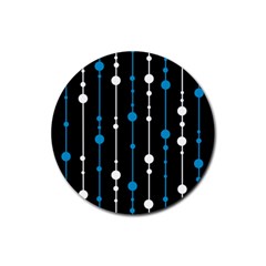 Blue, White And Black Pattern Rubber Coaster (round) 