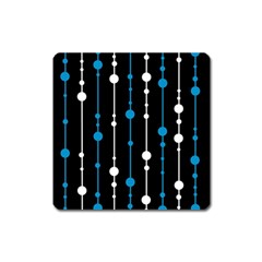 Blue, White And Black Pattern Square Magnet