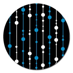 Blue, White And Black Pattern Magnet 5  (round) by Valentinaart