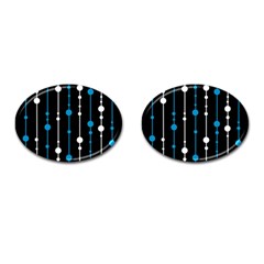 Blue, White And Black Pattern Cufflinks (oval)