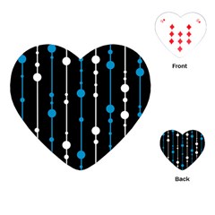 Blue, White And Black Pattern Playing Cards (heart) 