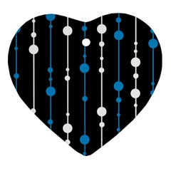 Blue, White And Black Pattern Heart Ornament (2 Sides)