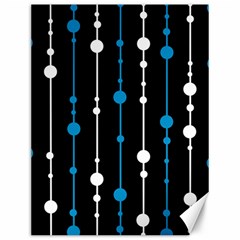 Blue, White And Black Pattern Canvas 12  X 16  