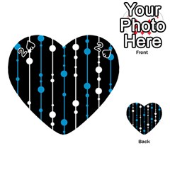 Blue, White And Black Pattern Playing Cards 54 (heart) 