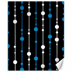 Blue, White And Black Pattern Canvas 11  X 14   by Valentinaart