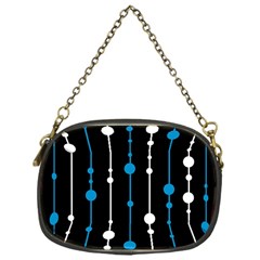 Blue, White And Black Pattern Chain Purses (one Side) 